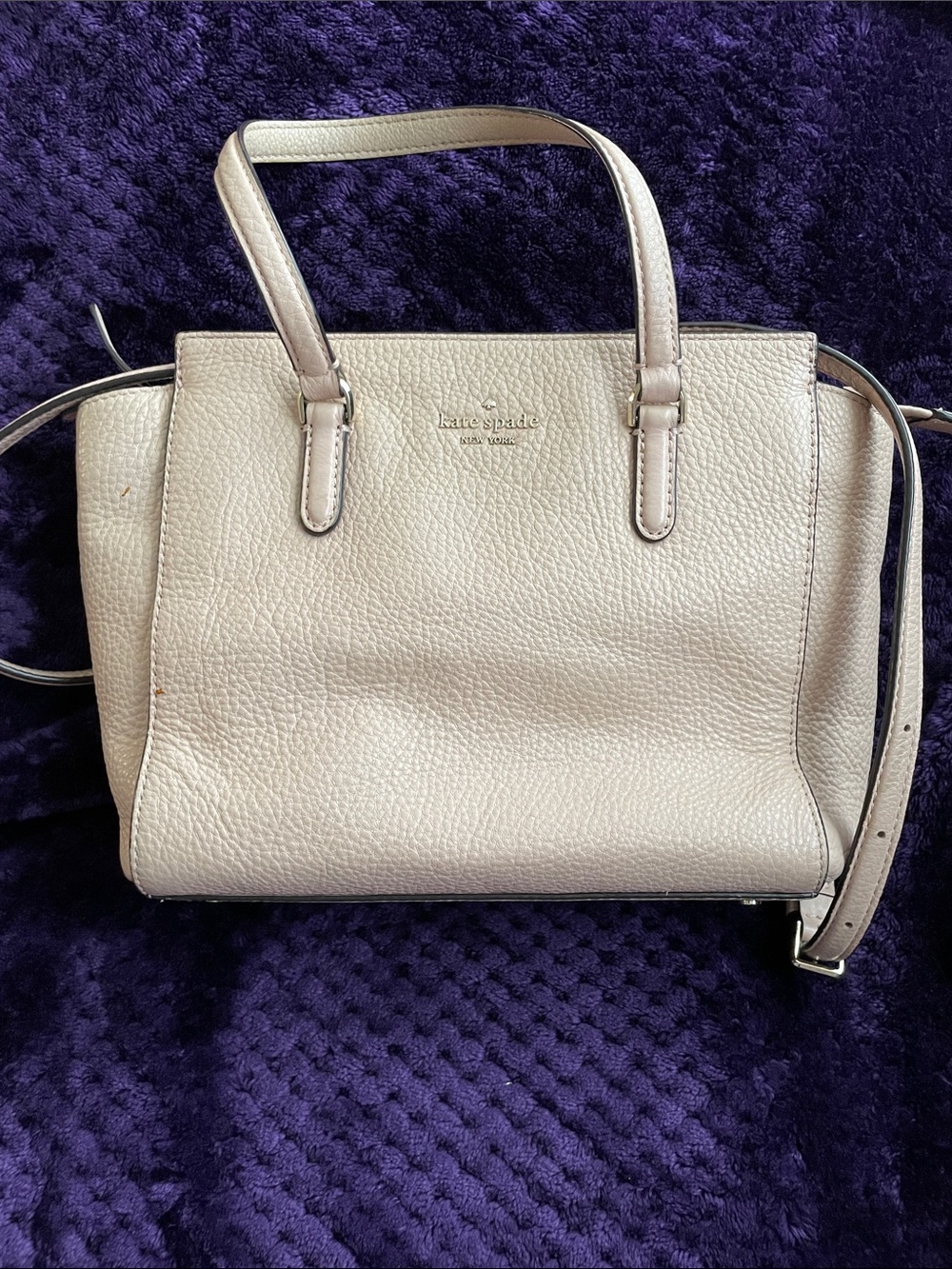 kate spade Light Taupe Pebbled Leather Satchel - Crossbody Great Condition